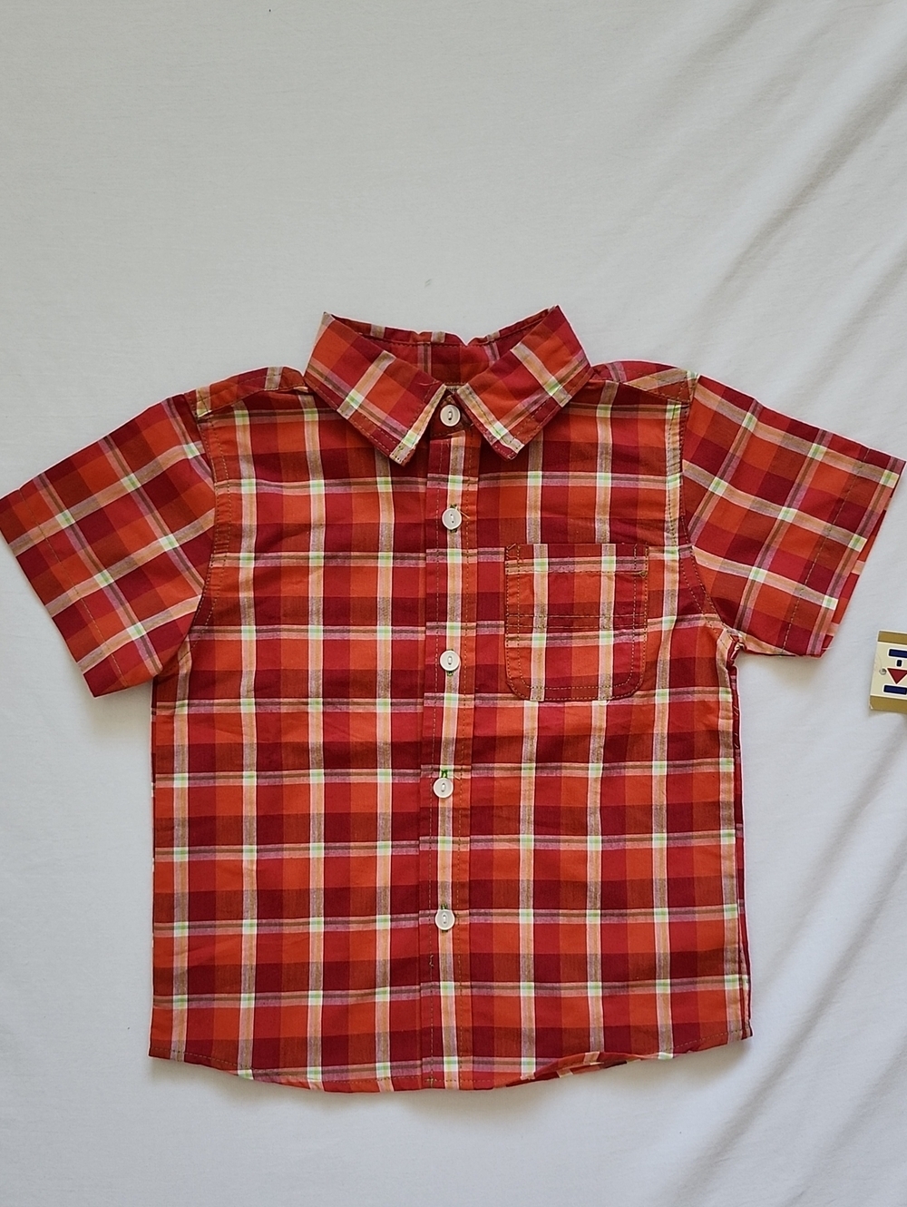 NWT Kids Headquarters Boys Red Plaid Button Up Shirt 3T